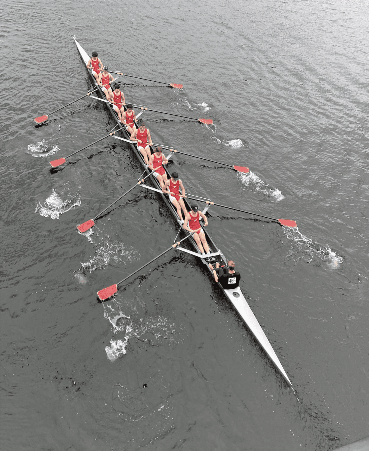 Crew team rowing